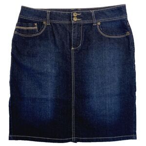 Baccini Denim Skirt Womens 10 Stretch A Line/Pencil Dark Wash Jean